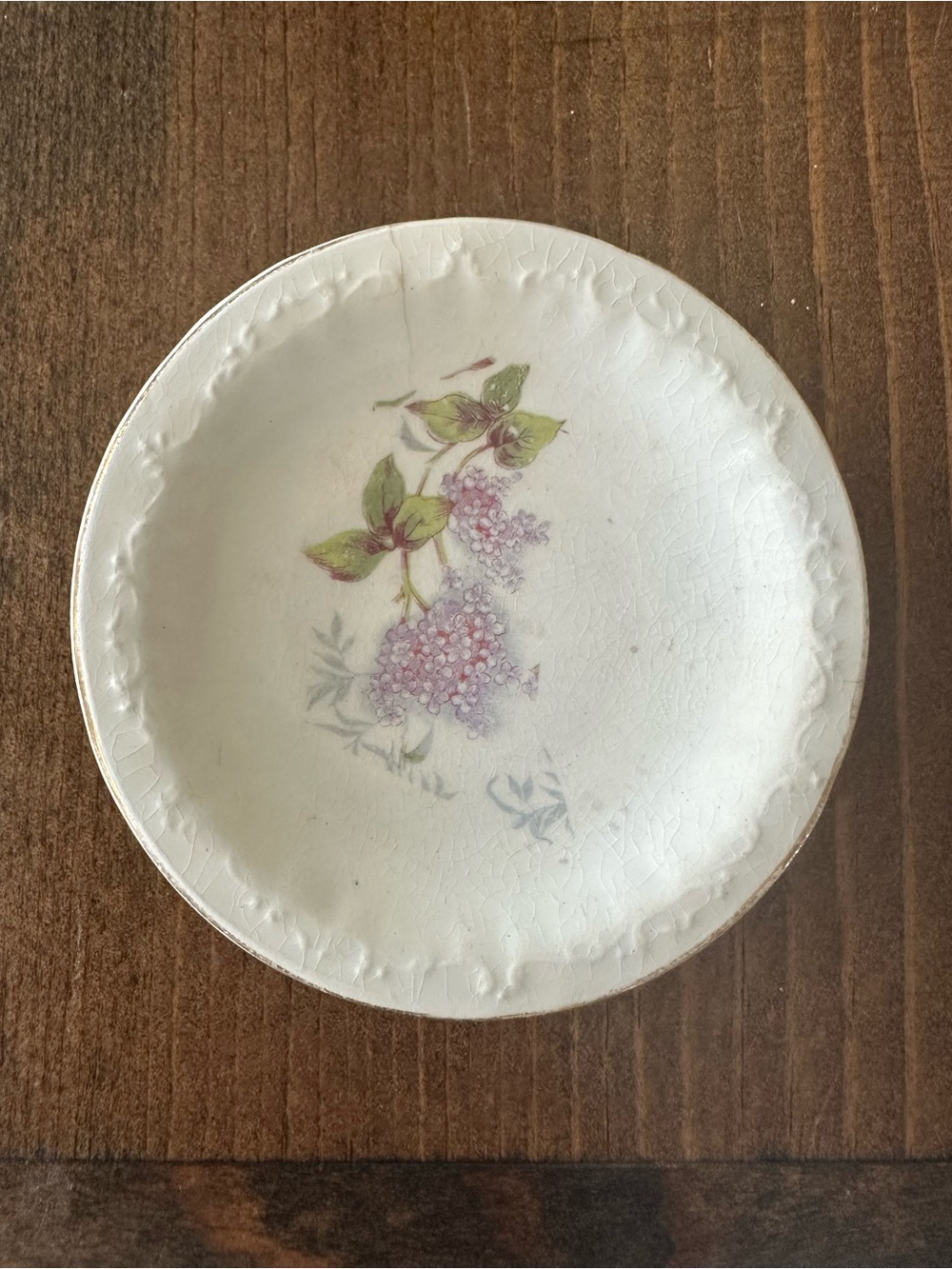 Vintage Floral Butter Pat Dish Cottagecore Shabby Chic Mini Plate 3.5”